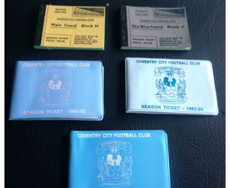 COVENTRY CITY SEASON TICKET BOOKS X 5
5 season ticket books 1980-81, 83-84, 91-92, 92-93, 93-94