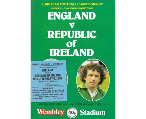 1980 ENGLAND V REPUBLIC OF IRELAND PROGRAMME &amp; RARE STEWARDS TICKET
Both good condition