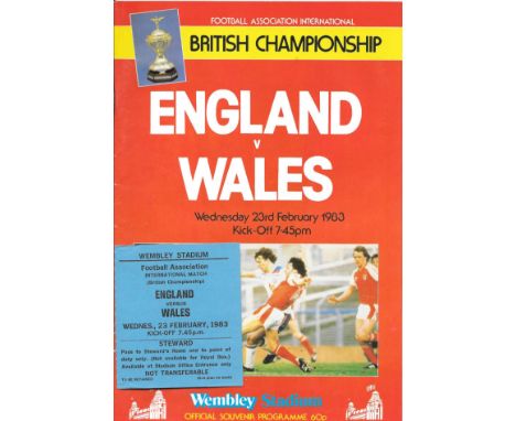 1983 ENGLAND V WALES PROGRAMME &amp; RARE STEWARDS TICKET
Both good condition