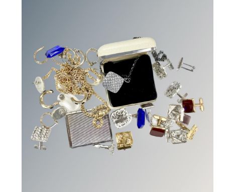 A collection of costume jewellery, cufflinks etc 