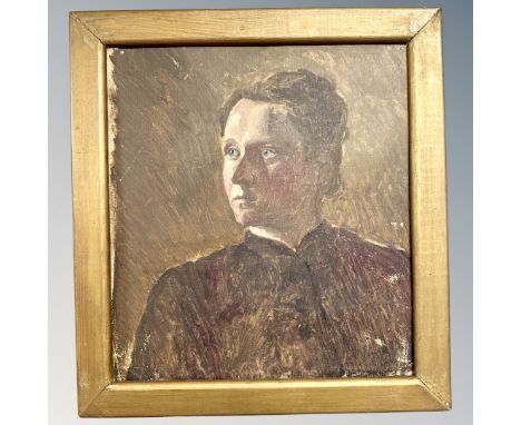Continental School : Portrait of a lady, oil on canvas, 30 cm x 26 cm
