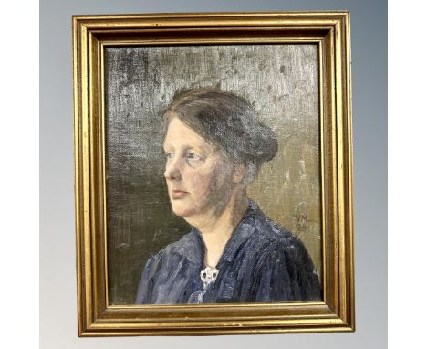 Continental School : Portrait of a lady, oil on canvas, 31 cm x 25 cm