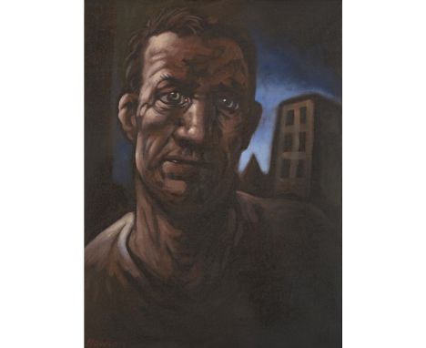 [§] PETER HOWSON (SCOTTISH B.1958)LOST IN THOUGHT Signed, oil on canvas38cm x 30cm (15in x 12in)Exhibited: Thompson Gallery, 