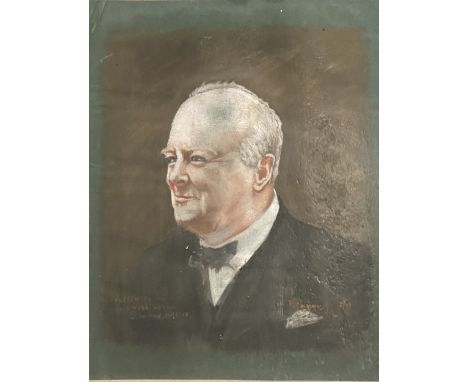 Petakowski Ant, Sir Winston Churchill, head and shoulders portrait, pastel, signed and dated 1942, inscribed 'Presented to Th