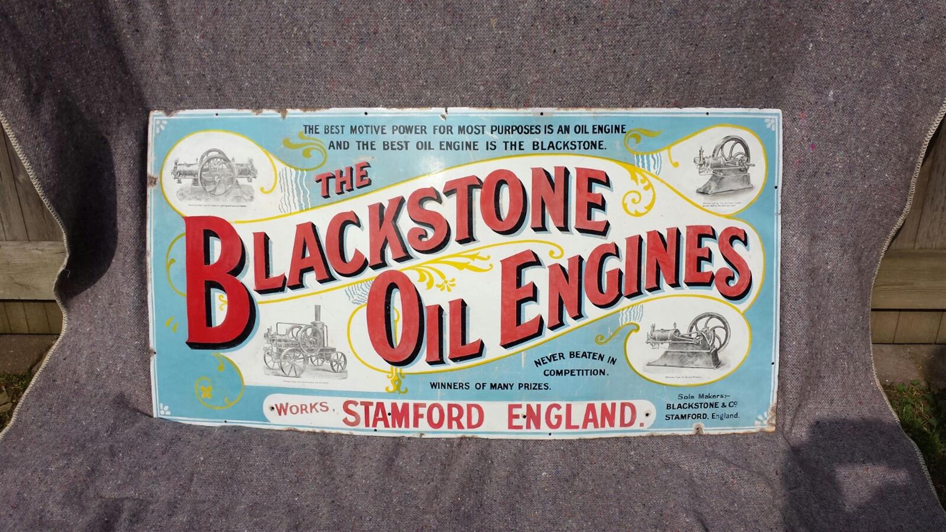 Blackstone Oil Engines, Stamford pictorial enamel sign (restoration) 48
