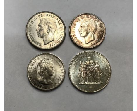 Four Silver Commonwealth Coins, Australia one Crown, Canadian &lsquo;Parliament Building&rsquo; Dollar, Bermuda 1964 &lsquo;o