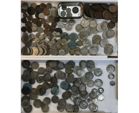 British and World Coin Collection including Approximately 925g Pre 47 Silver Coins. With Victorian Silver Coins, George III b