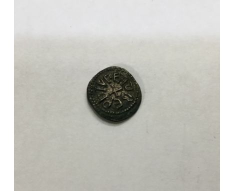 Anglo Saxon Kings of Northumbria Silver Sceat of Eadberht, Obv- small cross surrounded by legend, Rev- Stylized Lion like cre