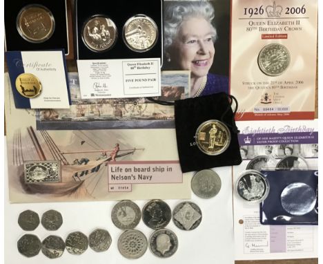 Collection of Royal Mint Coins and Silver Proof Issues including &lsquo;Nelson&rsquo;s Navy&rsquo; Sterling Silver Ingot Stam