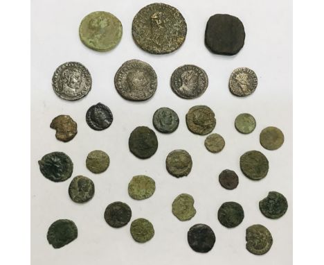 Collection of Roman Bronze/Copper coins including Sestertius and Dupondius Some appear to have been silvered at some point.