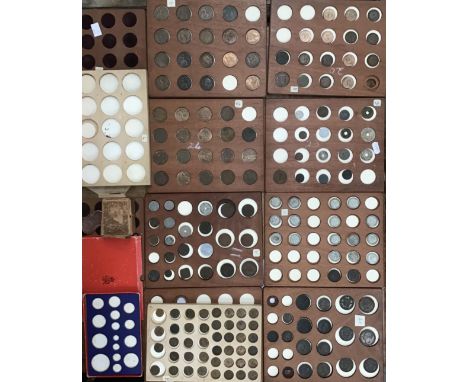 Large collection of British and World Coins in Trays including George III Copper Coins, Victorian Canadian Token Coins, Early