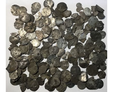 Large collection of Hammered Silver Coins (Cut, poor or broken condition). Approximately 116g.
