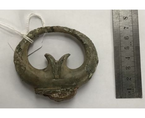                         A complete cast copper alloy plain harness fitting / terret ring of Late Iron Age to Early Roman dati