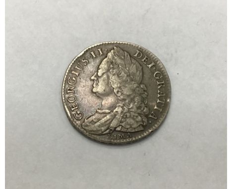 George II 1745 ‘LIMA’ Halfcrown, ex- brooch mount to rev.