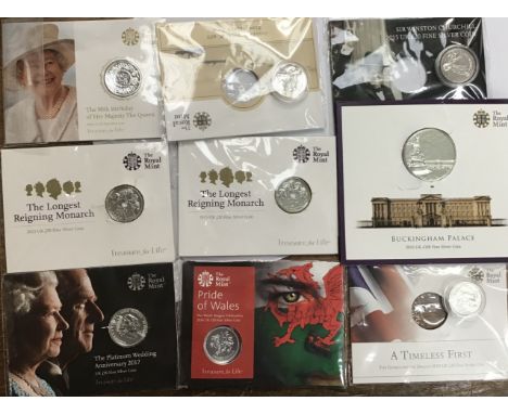 Collection of Royal Mint Fine Silver &pound;20 &amp; &pound;100 Coins, including Queen Elizabeth II 90th Birthday, 2013 Timel