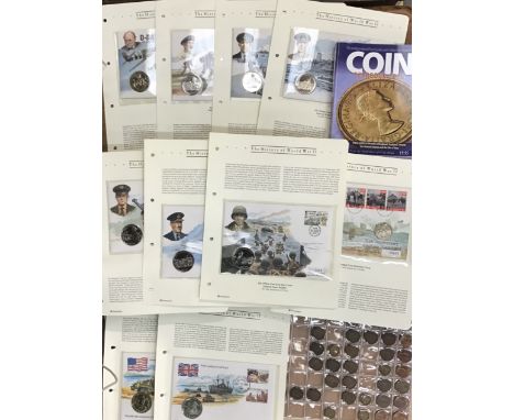 Collection of Ten Coin First Day Covers all relating toD-Day with an album containing Halfpenny&rsquo;s and Brass Threepence,