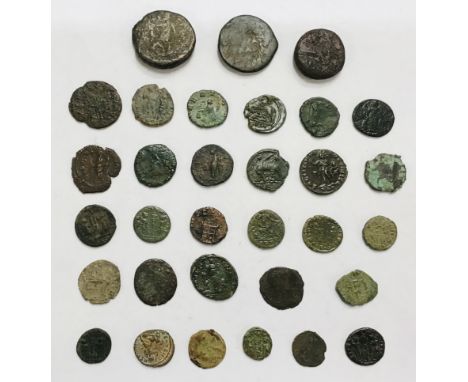 Collection of Roman Bronze/Copper low denomination coins.