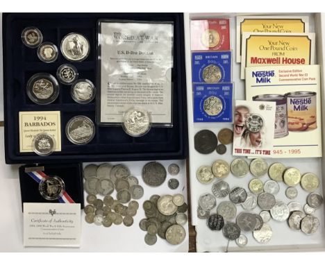 Collection of Silver Proof Coins, Pre 20 &amp; Pre 47 Silver with Modern Post Decimal Coins. includes US D-Day Dollar, 1994 B