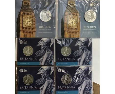 Royal Mint Fine Silver Bullion Coins In Original Presentation Folders of 2 x 2015 &lsquo;Big Ben&rsquo; &pound;100 Coins &amp