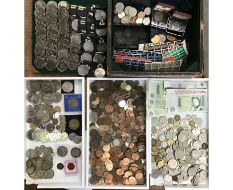 Large Collection of British and World Coins, including 405g of Pre 47 Silver, 1881o Morgan Dollar, Victorian 1887 Double Flor