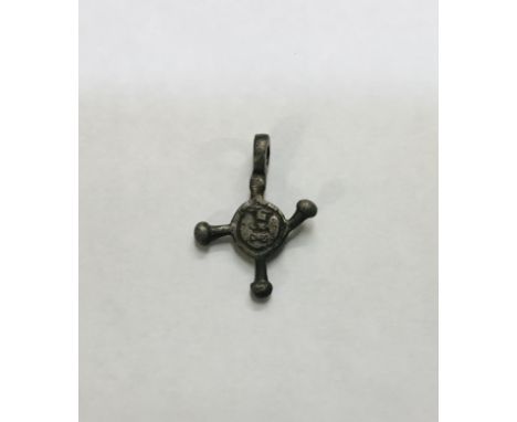 Medieval Silver AGLA type Pendant. Approximately 2.3g, 27mm (loop to bottom), 20mm wide.