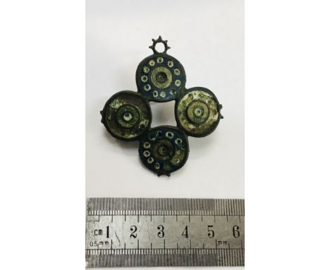                         Roman copper alloy enamelled brooch, 2nd century AD. Roman Enamelled Plate Brooch.A large and unusual
