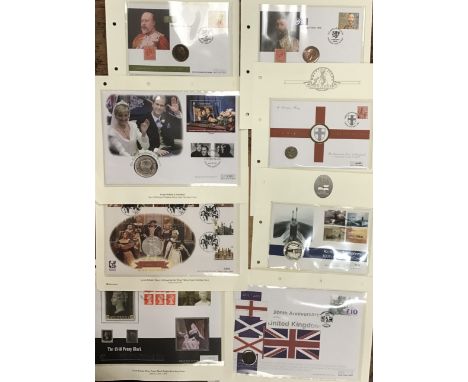 Album of Royal Mint/Royal Mail Coin First Day Covers. Includes Silver Guernsey 1999 Royal Wedding, Falkland Islands Silver 19