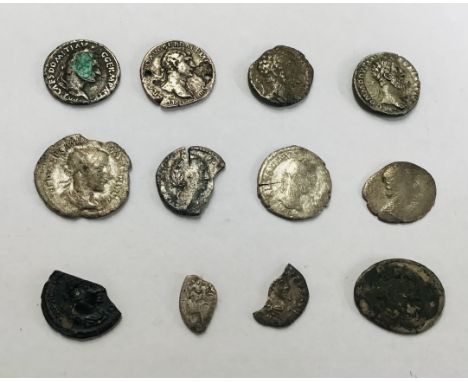 Collection of Roman Silver Coins, includes Emperors Domitian, Trajan, Marcus Aurelius, Commodus, Antoninus Pius with other co