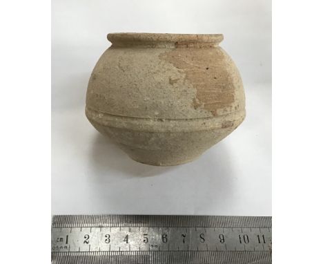                         Roman pottery, small bowl with a central groove and lip to the mouth of the bowl. 2nd to 4th c. W112g