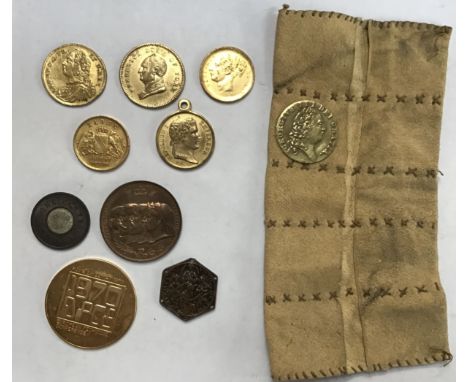 Collection of Medallic Issues &amp; Tokens, Including George III Spade Guinea Token dated 1791, including Louis XV (1715-1774