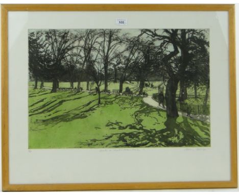Mary Cossey,
lithograph, Crystal Palace Park, 15" x 23.5" and Robert Medley, lithograph, abstract 1978, both signed and numbe