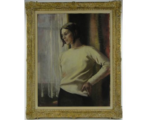 Alice Burton (? - 1893),
oil on canvas, portrait of a young woman, signed, 36" x 28", framed.