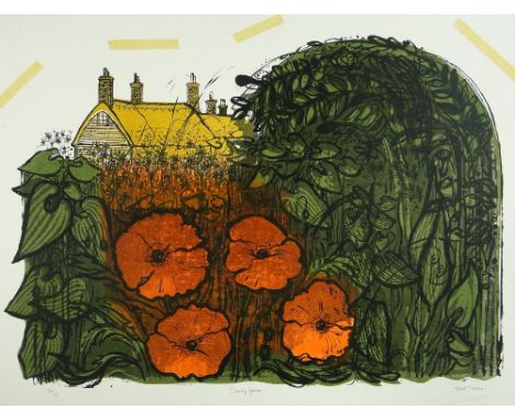 Robert Tavener,
colour lithograph, country garden, signed in pencil, no. 59/75, s 20" x 28", unframed.