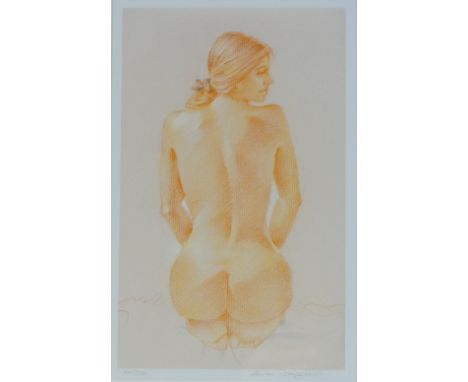 Luisa Dominguez,
lithograph, female nude, signed in pencil, no. 20/350, 9.5" x 6", framed.