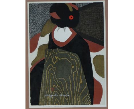 Kiyoshi Saito (Japanese, 1907-1997),
colour woodblock print, Maiko Kyoto 1961, inscribed in pencil, no. 95/300, i 21" x 15", 