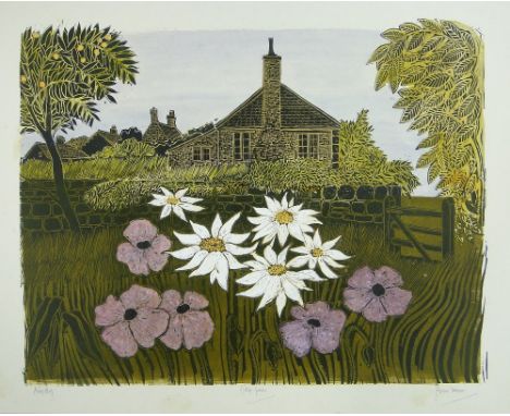 Robert Tavener,
colour lithograph, cottage garden, artist proof, signed in pencil, 20" x 25" with another litho verso, Horseg
