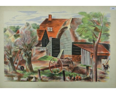 Clive Gardiner,
colour lithograph, Buckinghamshire farm, published 1937, i 20" x 30", unframed.