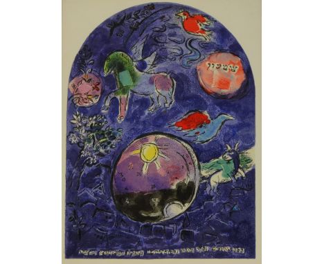 After Marc Chagall,
a window lithograph published by Sorlier (Chagall's printer) 11.5" x 8.5", framed.