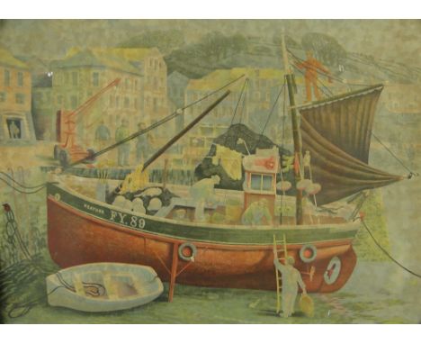 David Gentleman,
a Lyons lithograph, Cornish pilchard boat, 28.5" x 38", unframed.