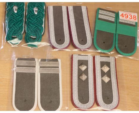 Five pairs of East German Post-War uniform epaulettes. P&amp;P Group 1 (£14+VAT for the first lot and £1+VAT for subsequent l