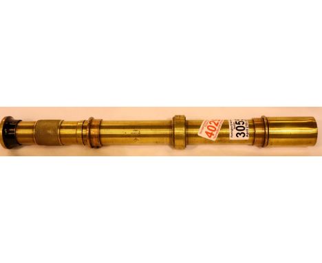 Negretti &amp; Zambra, a British WWI brass sighting telescope no.4 mkIII, numbered 6298 and dated 1916 with broad arrow. P&am