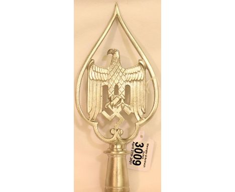 A contemporary German Wehrmacht cast aluminium flagpole finial, H: 26 cm. P&amp;P Group 2 (£18+VAT for the first lot and £3+V