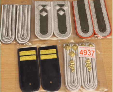 Five pairs of East German Post-War uniform epaulettes. P&amp;P Group 1 (£14+VAT for the first lot and £1+VAT for subsequent l