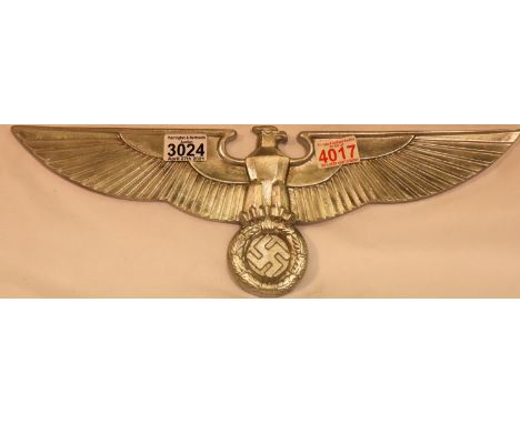 German Reichstag replica wall or door eagle, in cast aluminium with threaded holes verso, wingspan: 45 cm. P&amp;P Group 2 (£