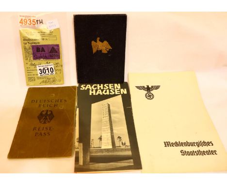 A collection of Third Reich period ephemera, including a Hitler Youth membership book to Helmut Schmidt, theatre programme, R