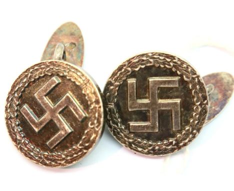 Pair of NSDAP party members cufflinks, possibly post-war made. P&amp;P Group 1 (£14+VAT for the first lot and £1+VAT for subs