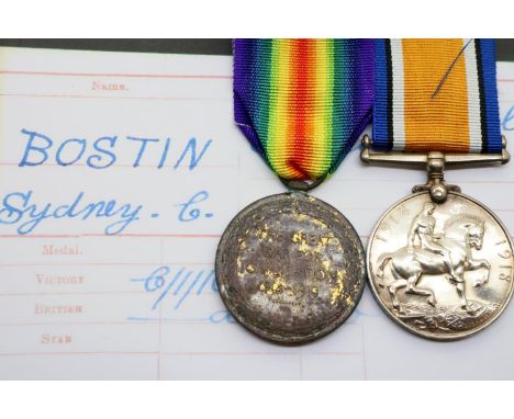 39058 CPL S C BOSTIN R BIRKS R, a British WWI Royal Berkshire Regiment medal pair comprising BWM and Victory medal, with prin