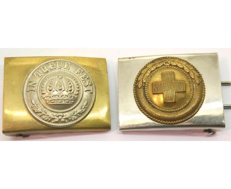 Bavarian and German WWI aged replica buckles for DRK and Army. P&amp;P Group 1 (£14+VAT for the first lot and £1+VAT for subs