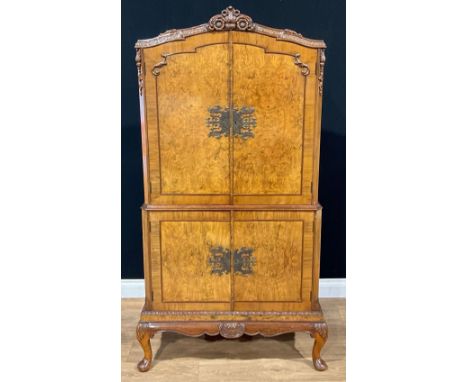 A Queen Anne inspired drinks or cocktail cabinet, 167.5cm high, 91cm wide, 46.5cm deep 