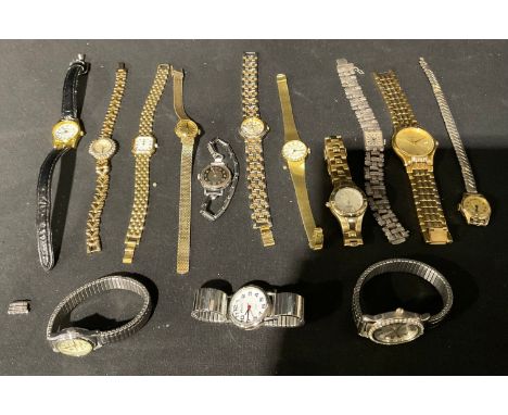 A Lady's Rotary gold plated watch; a lady's gold plated Bulova N9 watch, serial number 5854009; a lady's Fossil Blue watch, A